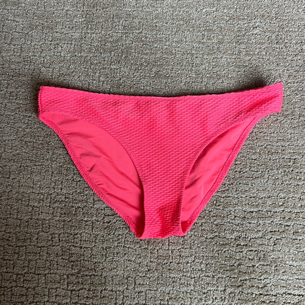 Vibrant Neon Pink Waffle Full Coverage Bikini Bottom